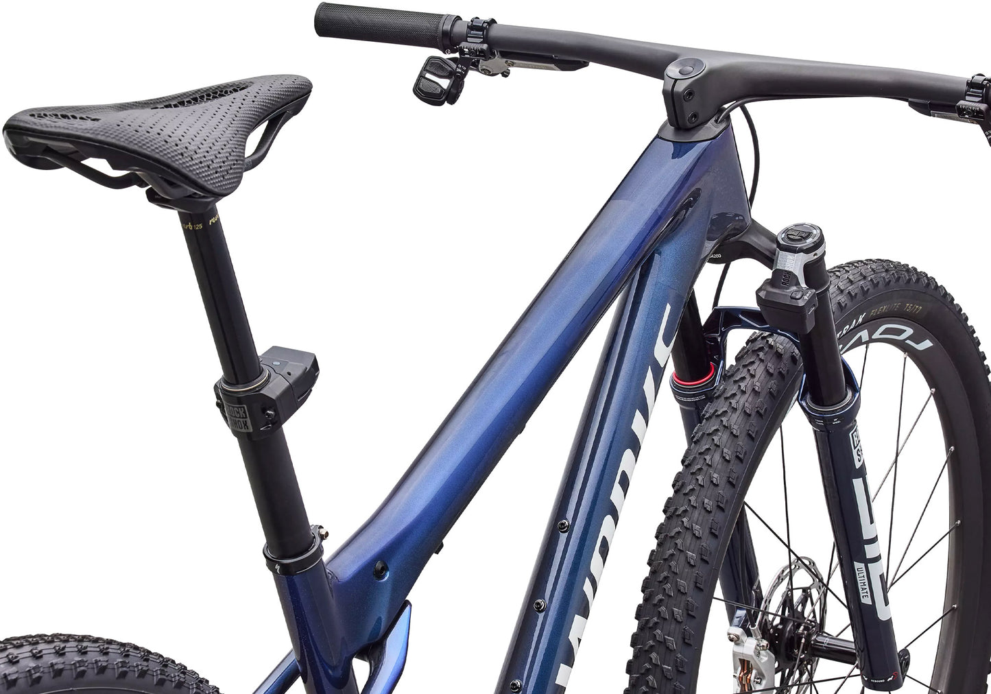 2026 Specialized S-Works Epic World Cup Unisex Mountain Bike, Gloss Carbon Cyan Blue / Metallic White Silver image 6