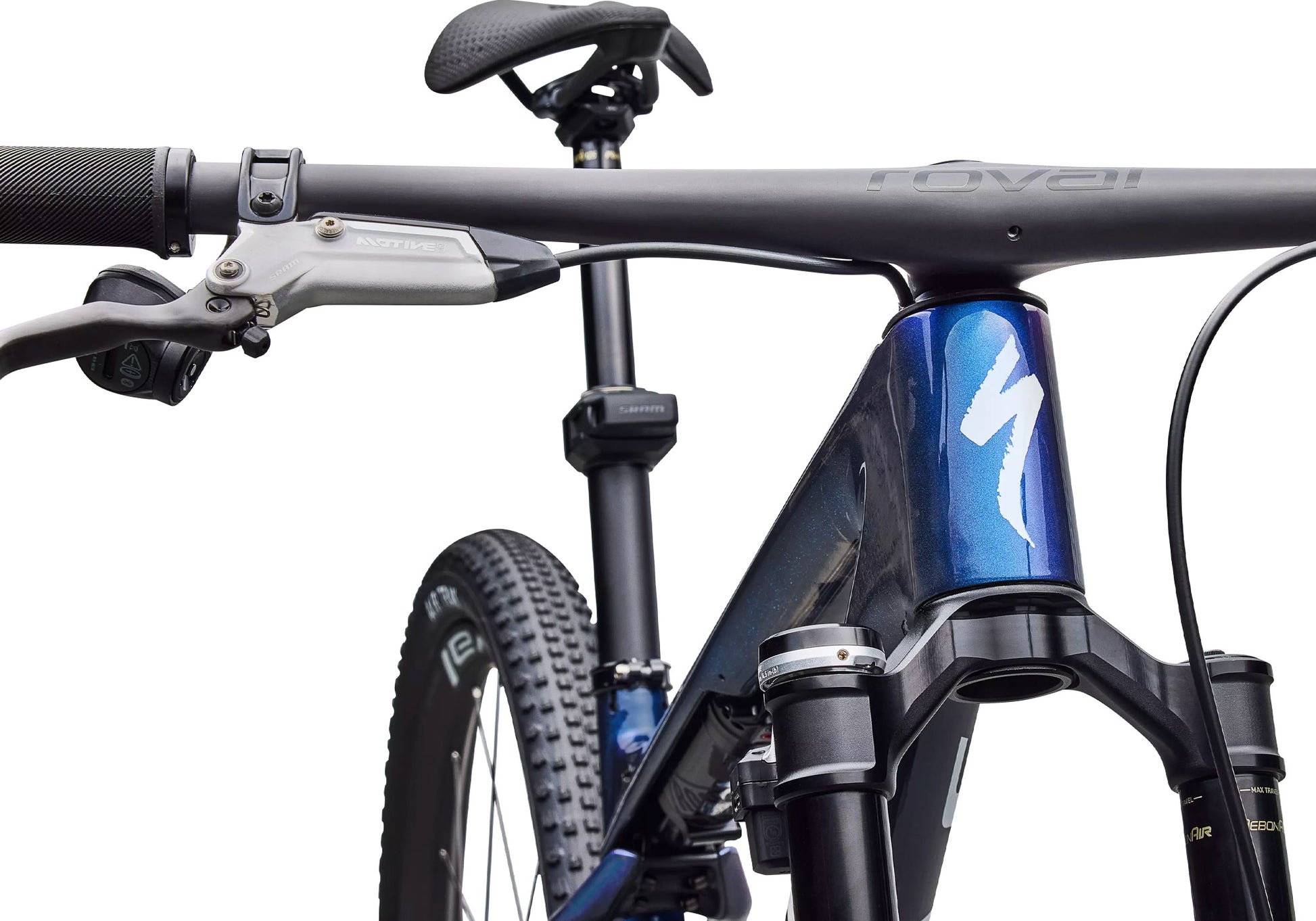 2026 Specialized S-Works Epic World Cup Unisex Mountain Bike, Gloss Carbon Cyan Blue / Metallic White Silver image 5