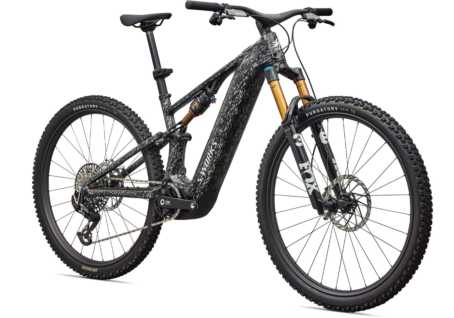 2026 Specialized S-Works Turbo Levo R Unisex Electric Mountain Bike, Gloss Shadow Silver Speckle Over Carbon 95226-0002,95226-0003,95226-0004,95226-0005 image 1