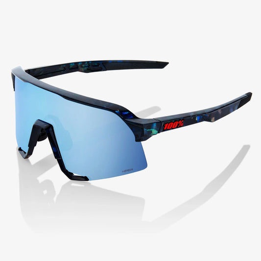 100% S3 Cycling Sunglasses - Black Holographic/Hiper Blue Multilayer Mirror Lens
