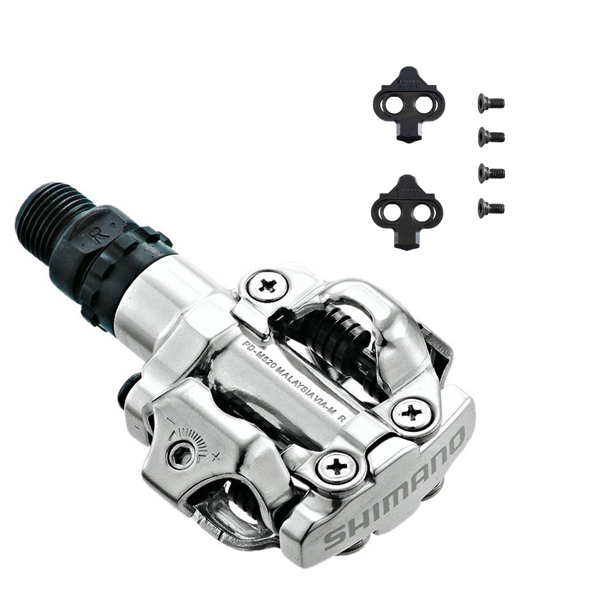 Shimano PD-M520 SPD Pedals - Silver including SH51 SPD Cleats EPDM520S