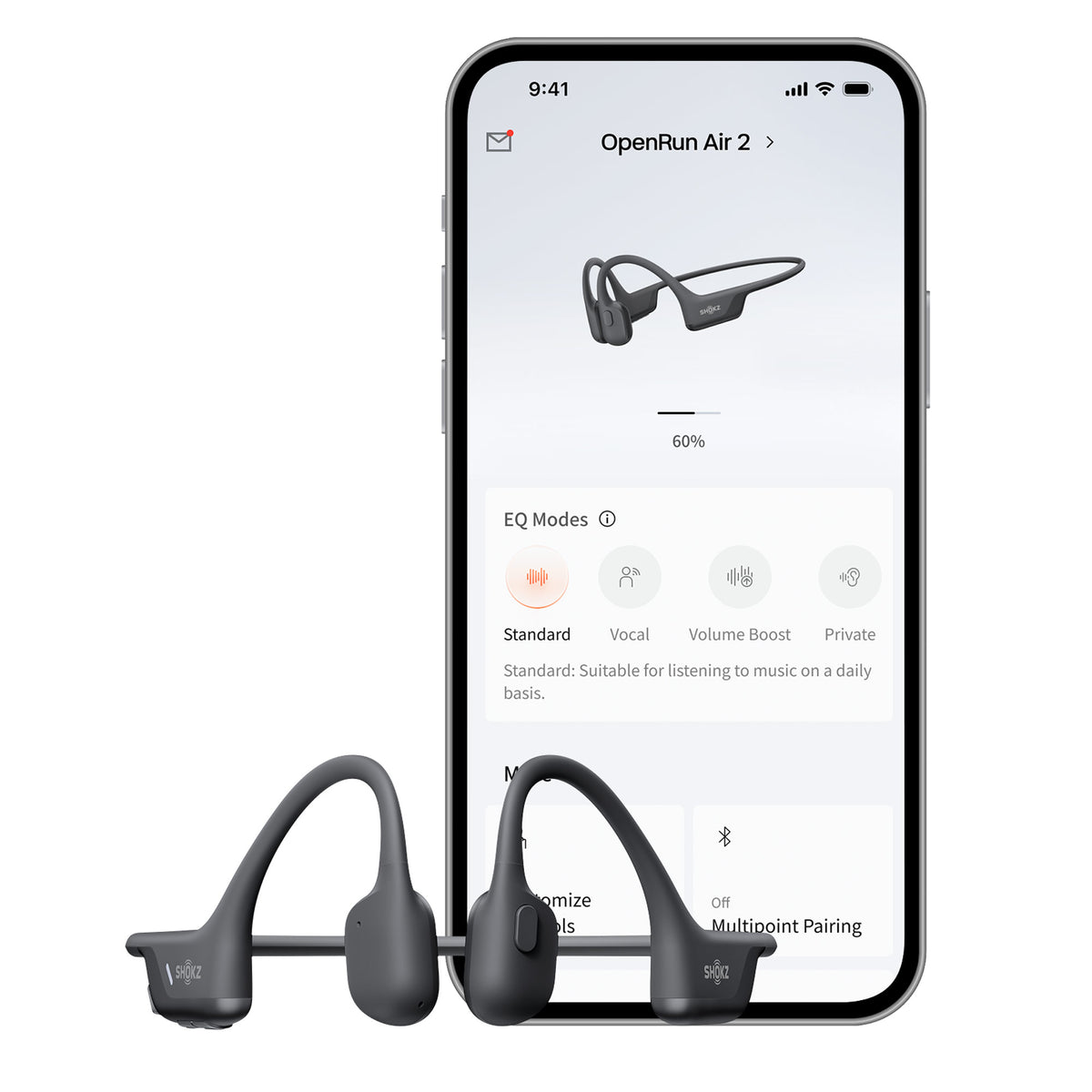 SHOKZ OpenRun AIR 2 Headphones - Black S610-ST-BK image 3