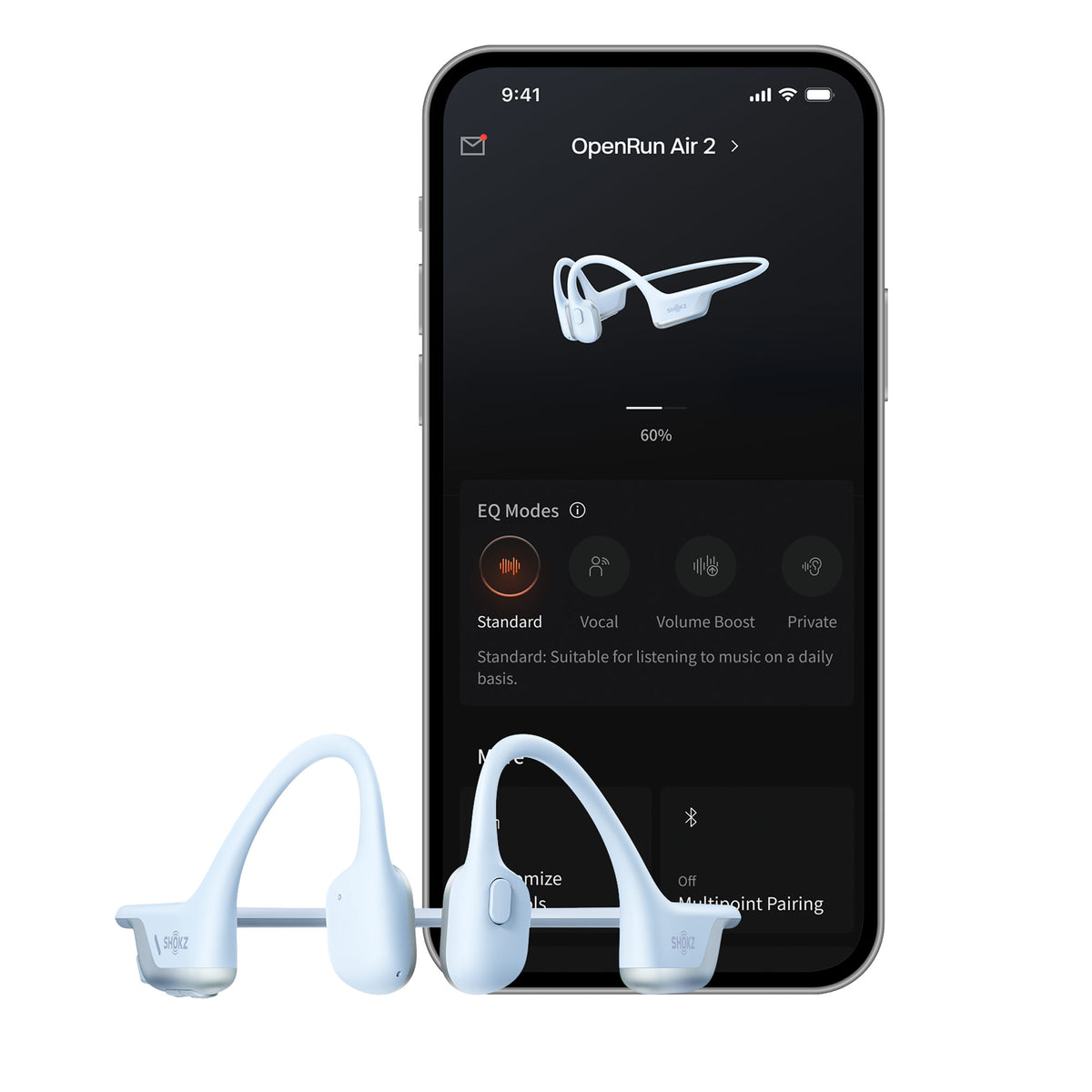 SHOKZ OpenRun AIR 2 Headphones - Ice Blue S610-ST-IB image 3