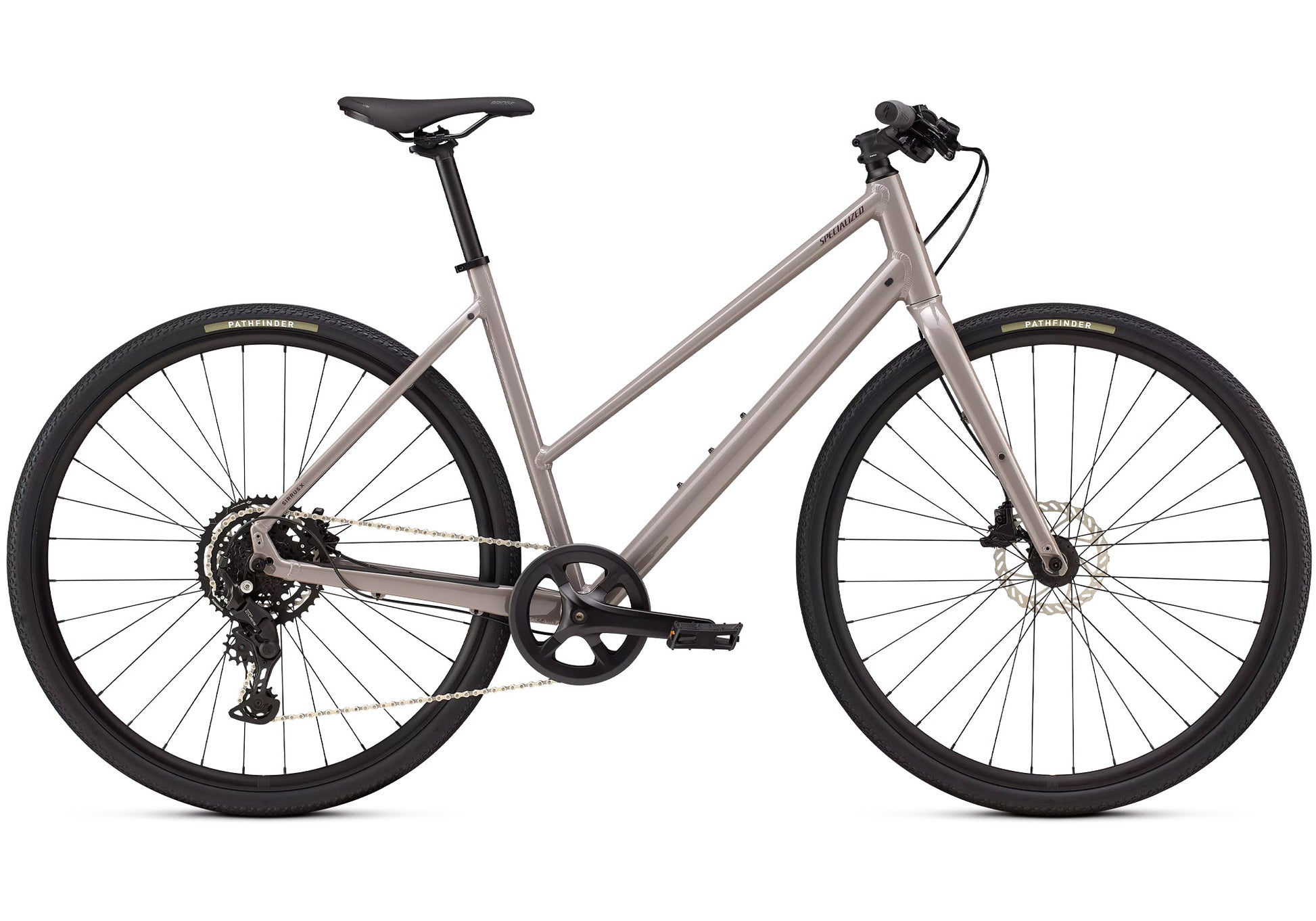 2026 Specialized Sirrus X 2.0 Step-Through Unisex Fitness/Urban Bike, Gloss Desert Metallic / Bordeaux Metallic Frost Reflective image 3