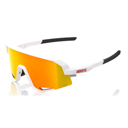 100% Slendale Cycling Sunglasses - Soft Tact White/HiPER Red Mirror Lens