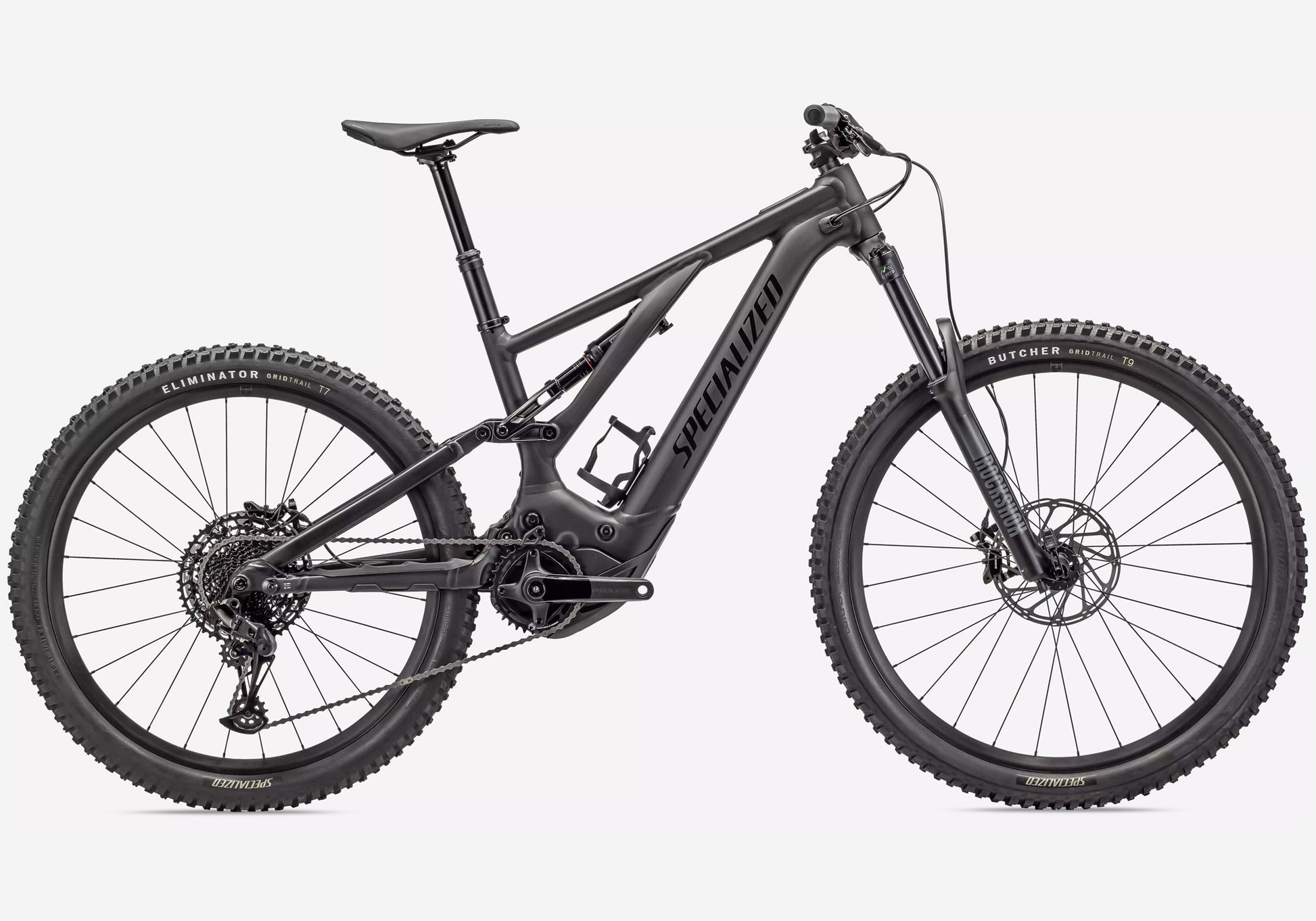 2023 Specialized Turbo Levo Alloy, Unisex Electric Mountain Bike, Black/Light Silver side view