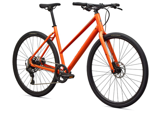 2027 Specialized Sirrus X 2.0 Step-Thru Urban Fitness Bike - Gloss Tangerine / Shadow Silver Frost Reflective image 1