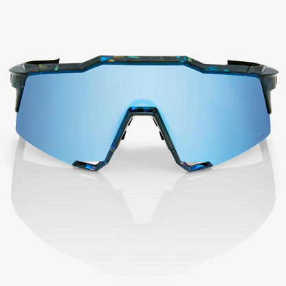 100% Speedcraft Cycling Sunglasses - Black Holographic/Hiper Blue Multilayer Mirror Lens