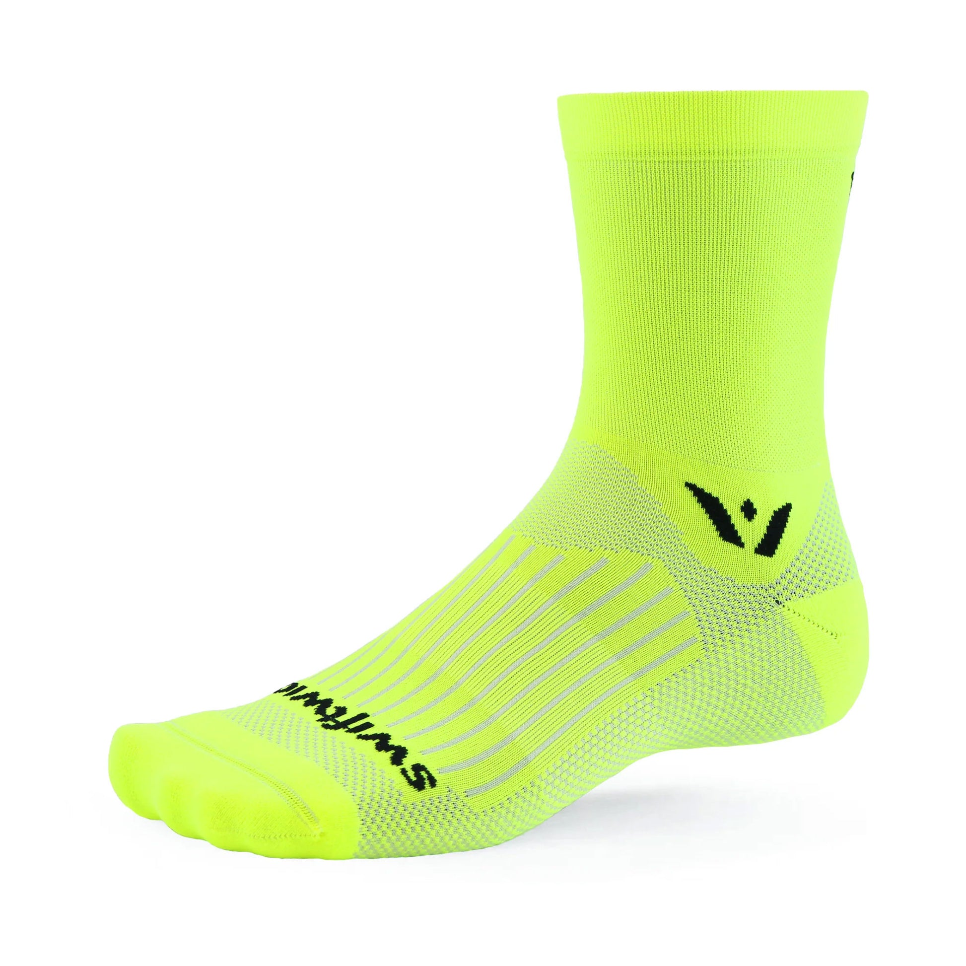 Swiftwick Aspire 5" Unisex Cycling Socks, Hi-Viz Yellow