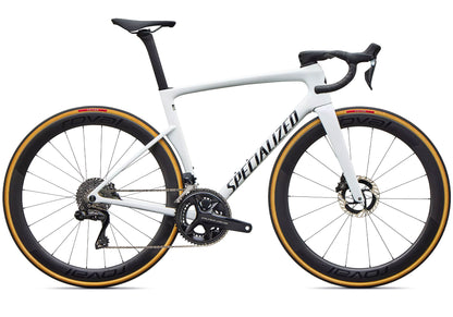 2027 Specialized Tarmac SL9 S-Level Shimano Dura-Ace Di2 Unisex Road Bike, Gloss White Silver Metallic / Tarmac Black image 3