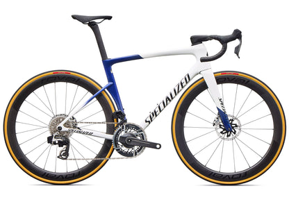 2027 Specialized Tarmac SL9 S-Level SRAM RED AXS Unisex Road Bike, Gloss White / Majesty Blue Metallic / Black image 3