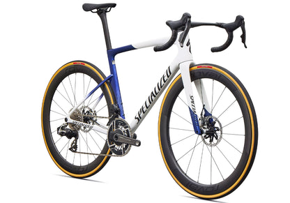 2027 Specialized Tarmac SL9 S-Level SRAM RED AXS Unisex Road Bike, Gloss White / Majesty Blue Metallic / Black image 1