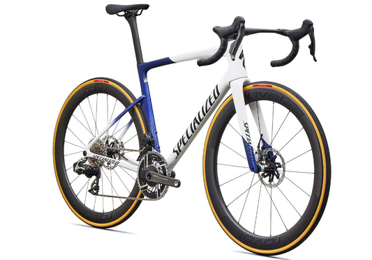 2027 Specialized Tarmac SL9 S-Level SRAM RED AXS Unisex Road Bike, Gloss White / Majesty Blue Metallic / Black image 1
