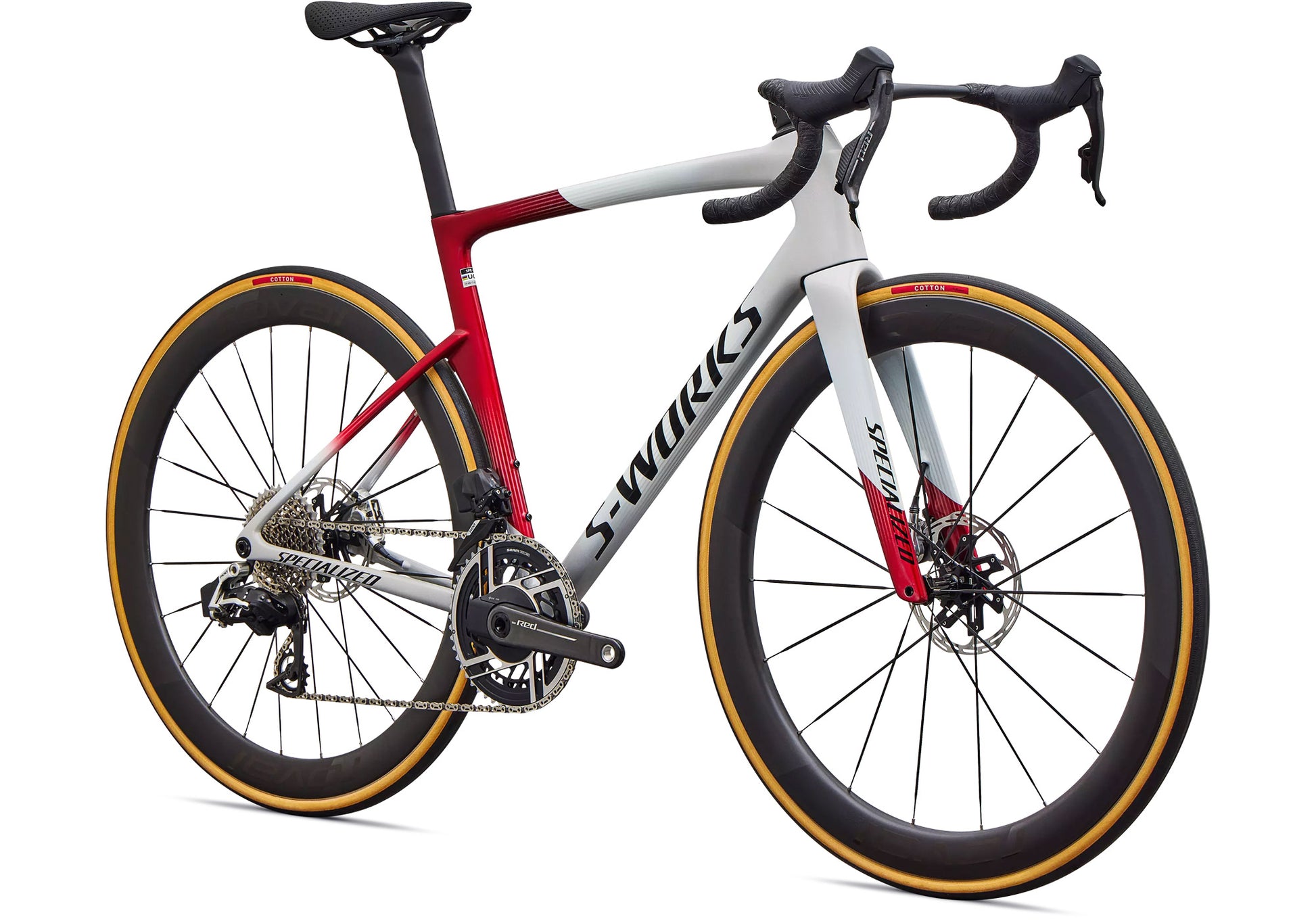 2027 Specialized S-Works Tarmac SL9 SRAM Red AXS, Unisex Road Bike, Dune White/Vivid Red image 1