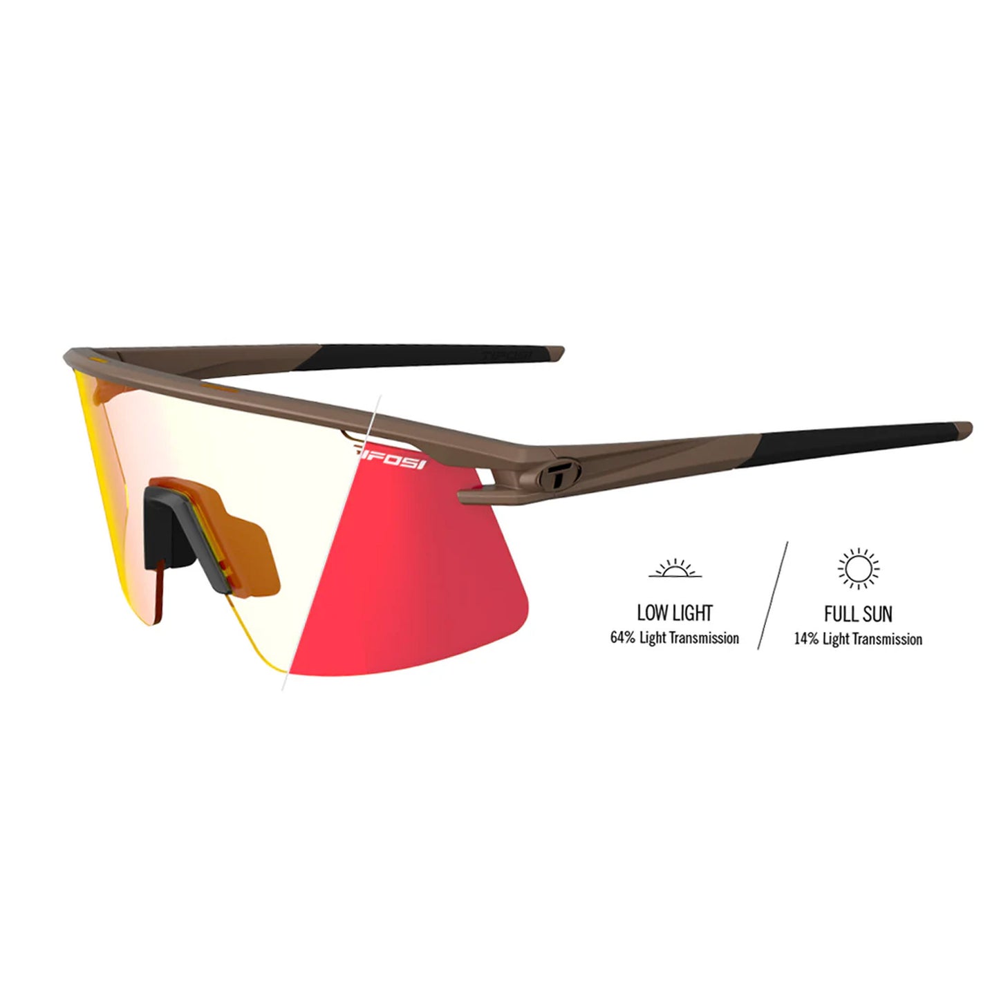 Tifosi Moab Lite Cycling Sunglasses, Matte Bronze with Clarion Red Fototec Lens image 1
