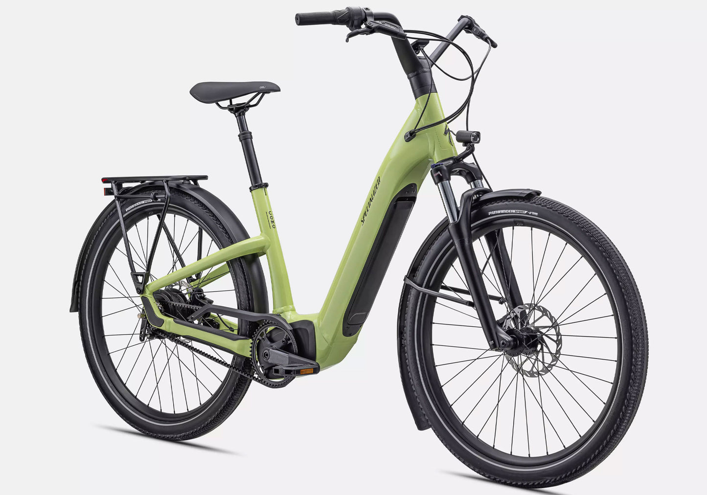 2022 Specialized Turbo Como 4.0 IGH Unisex Electric Urban Bike, Limestone/Black Reflective front view