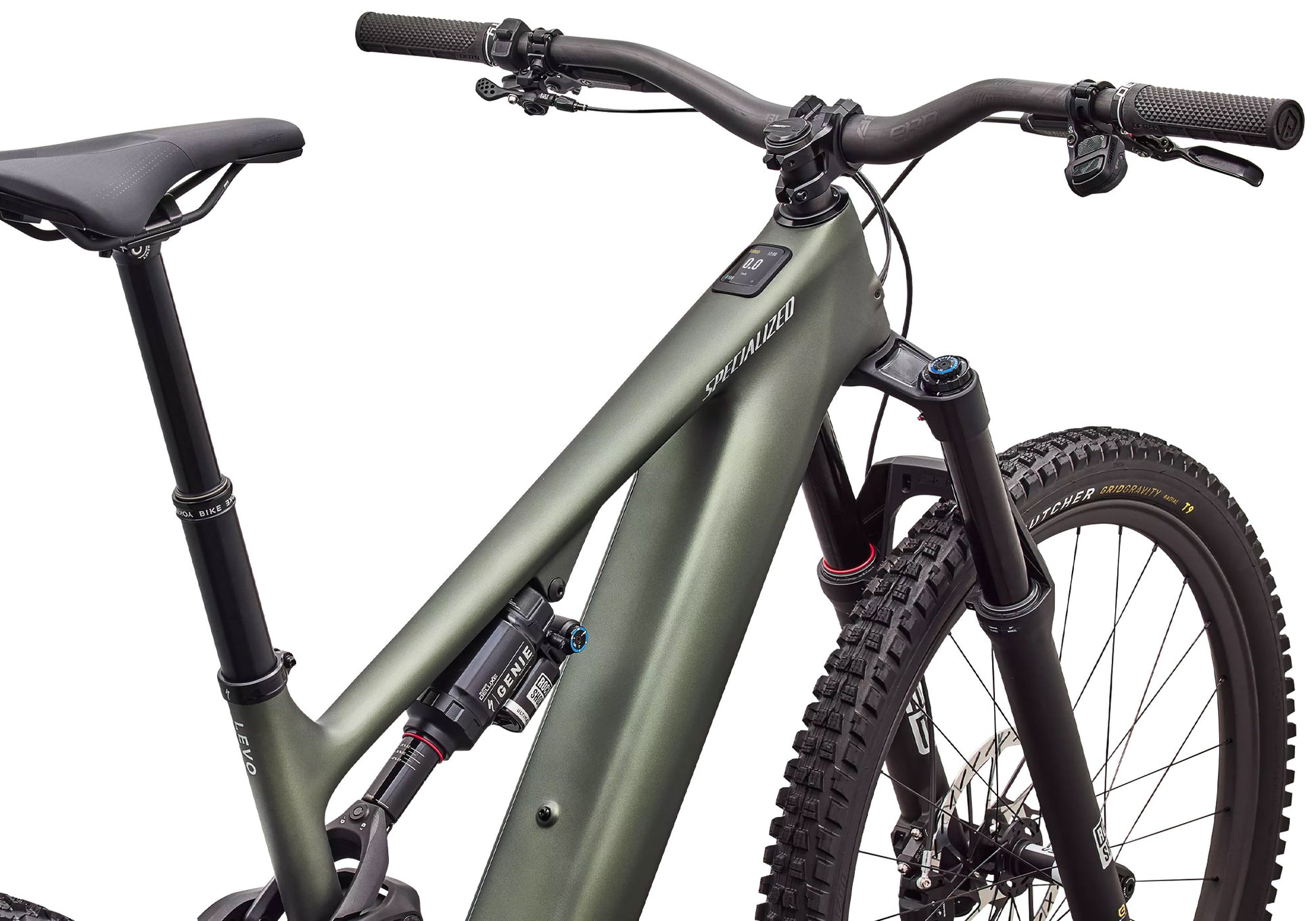 2027 Specialized Turbo Levo 4 Pro Unisex Electric Mountain Bike, Satin Bottle Green/Silver Dust image 7