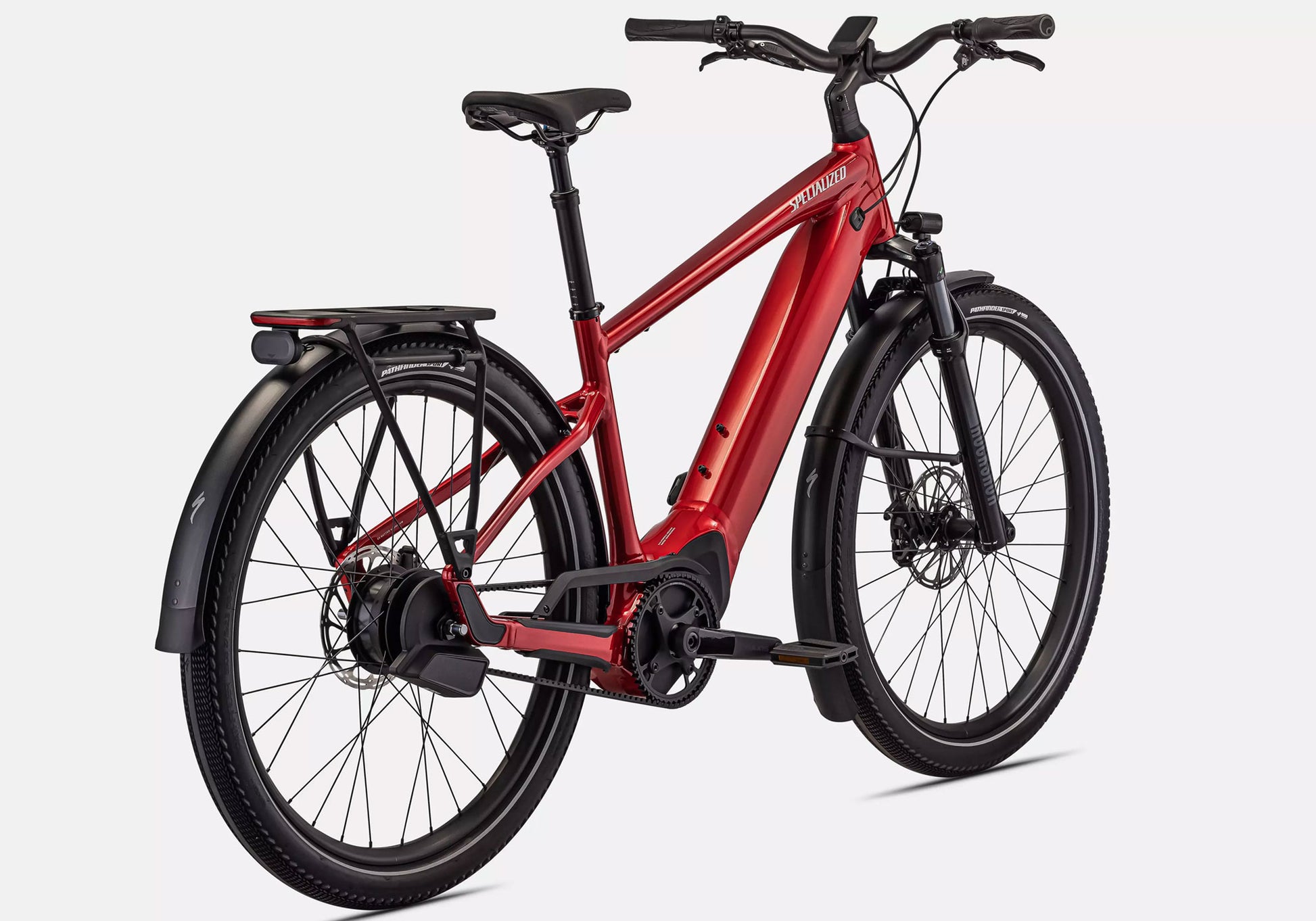 2023 Specialized Turbo Vado 5.0 IGH Unisex Electric Urban Bike, Red Tint/Silver Reflective rear view