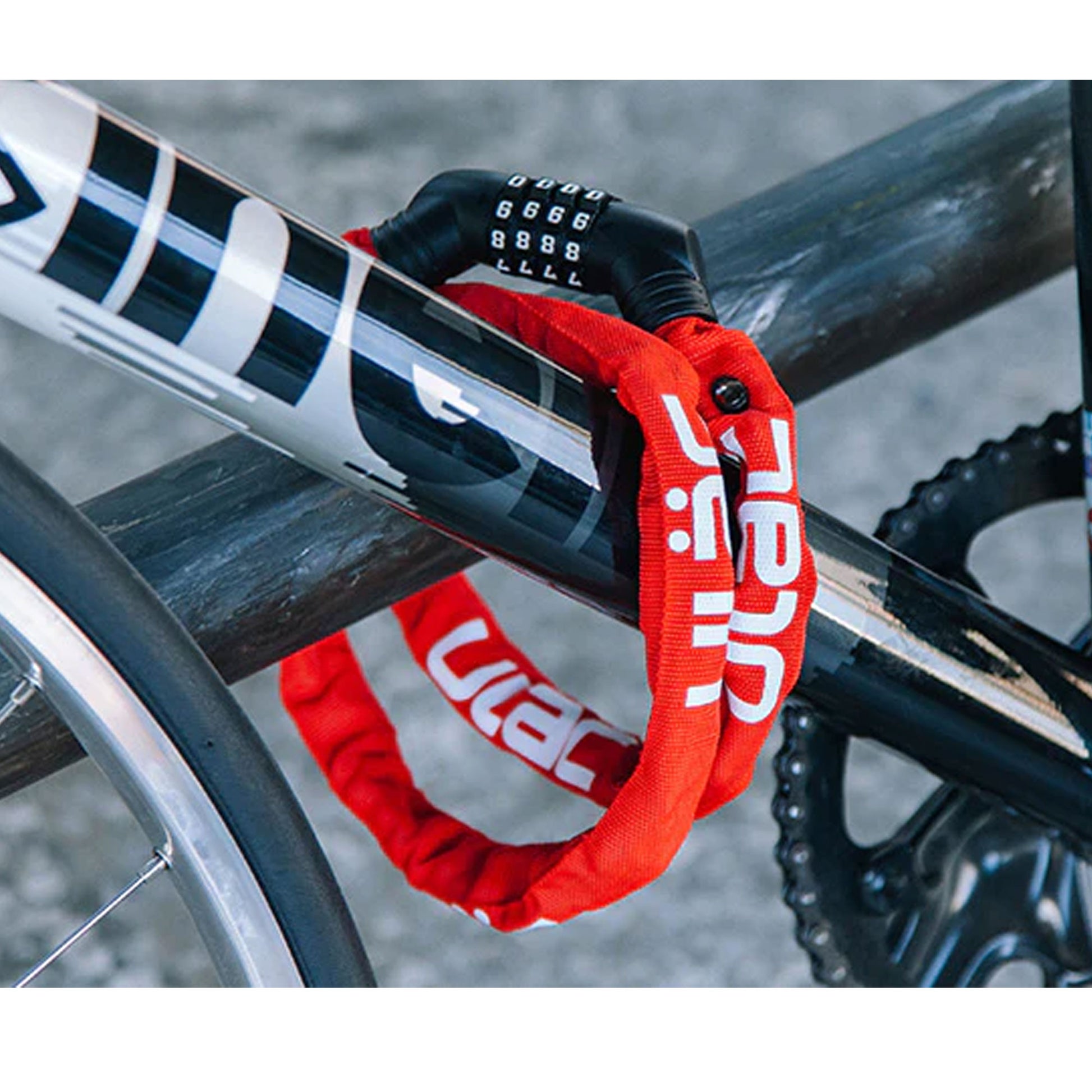 ULAC Street Fighter Chain Combination Bicycle Lock, 100cm, Red image 2