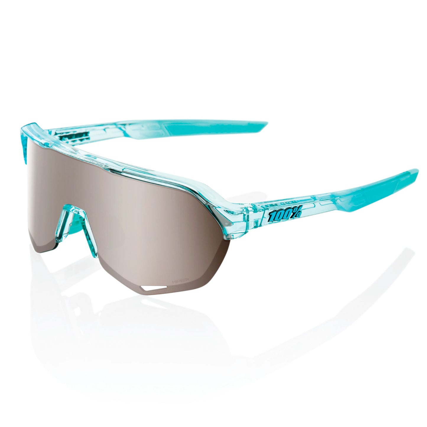 100% S2 Cycling Sunglasses - Polished Translucent Mint with HiPER Silver Mirror Lens