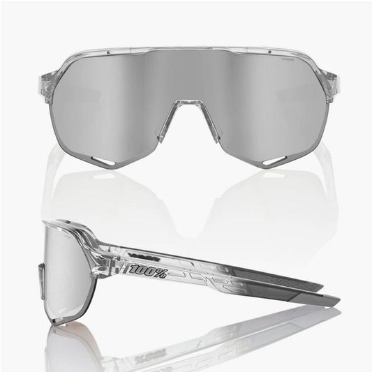 100% S2 Cycling Sunglasses, Shiny Translucent Grey with Hiper Silver Sport Mirror Lens + Clear Lens buy at Woolys Wheels with free delivery