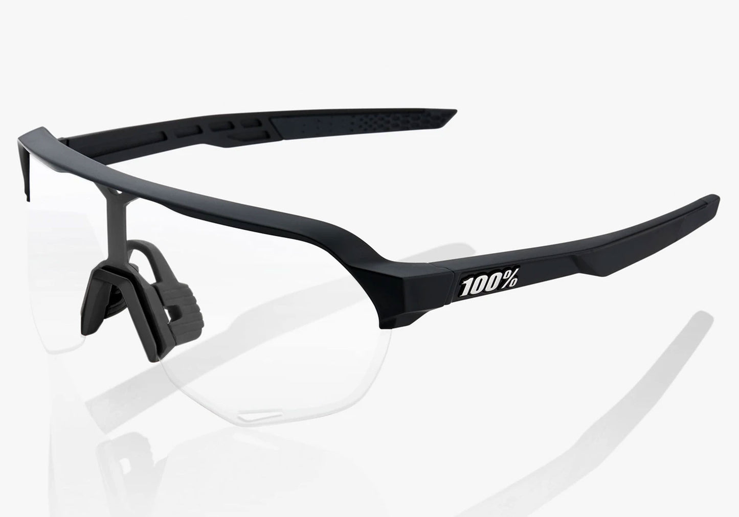 100% S2 Soft Tact Black, Smoke + Clear Lens, Cycling Sunglasses