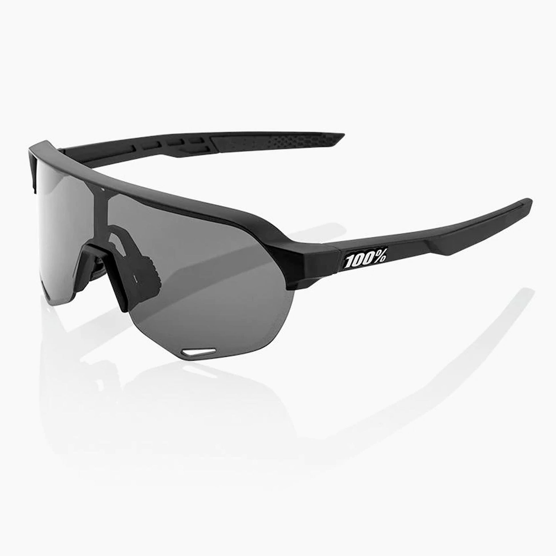 100% S2 Unisex Cycling Sunglasses Soft Tact Black, Smoke Lens + Clear Lens