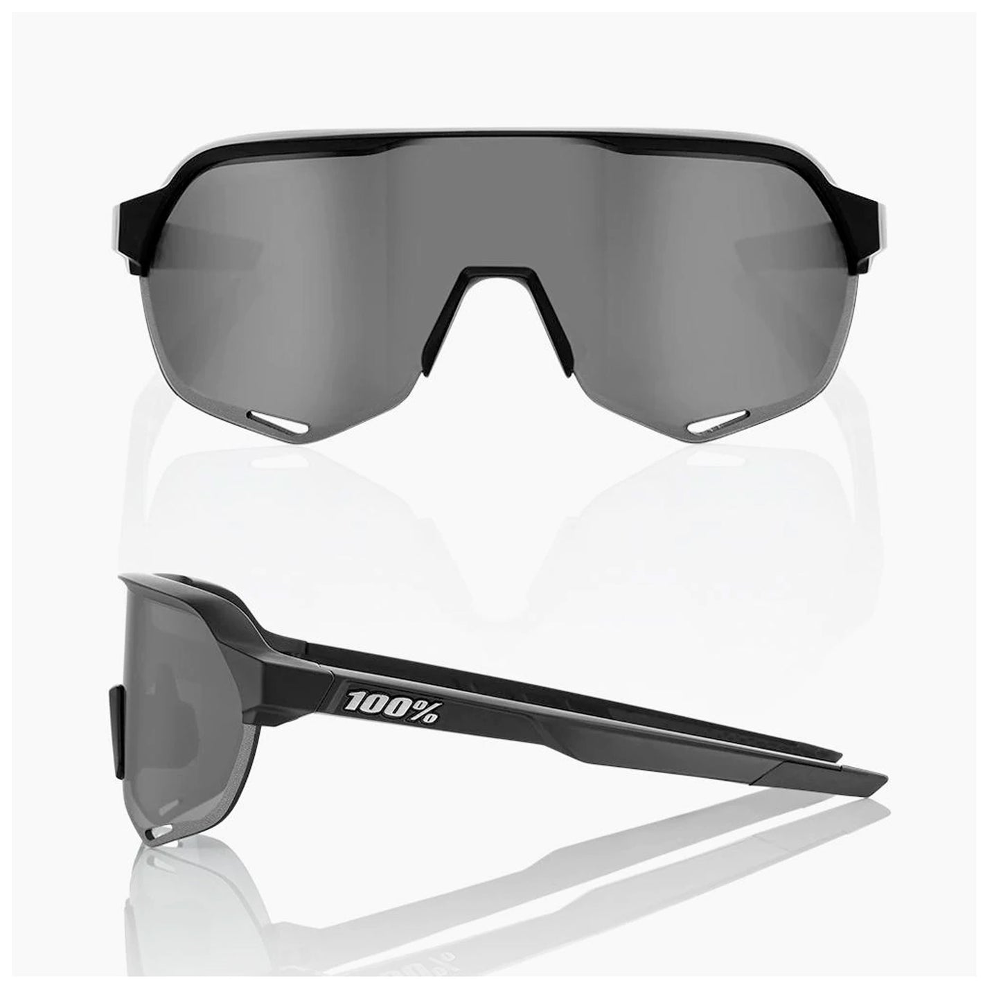 100% S2 Unisex Cycling Sunglasses Soft Tact Black, Smoke Lens + Clear Lens