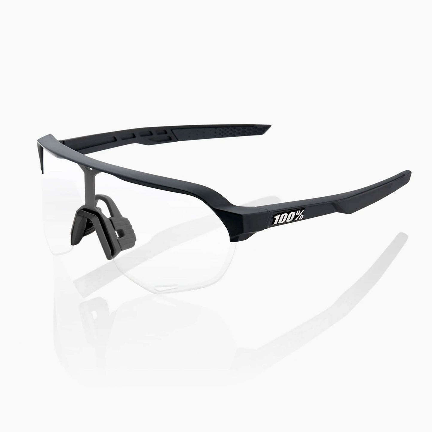 100% S2 Unisex Cycling Sunglasses Soft Tact Black, Smoke Lens + Clear Lens