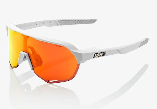 100% Eyewear S2, Soft Tact Off White with - Hyper Red Multilayer Mirror Lens Plus Clear Lens Woolys Wheels