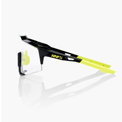 100% Speedcraft Cycling Sunglasses - Gloss Black with Photochromic Lens + Clear Lens