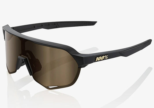 100% S2 Matte Black, Flash Gold Lens Cycling Sunglasses at Woolys Wheels Sydney shop sports eyewear