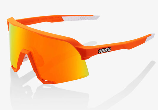 100% Eyewear S3 Neon Orange, HiPER® Red Multilayer Mirror Lens + Clear Lens Included Woolys Wheels