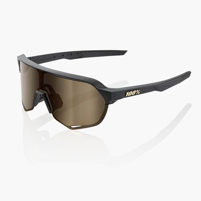 100% S2 Cycling Sunglasses - Matt Black with Soft Gold Mirror + Clear Lens buy online at Woolys Wheels bike shop Sydney with free delivery