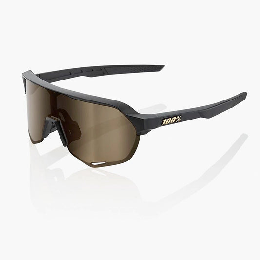 100% S2 Cycling Sunglasses - Matt Black with Soft Gold Mirror + Clear Lens buy online at Woolys Wheels bike shop Sydney with free delivery