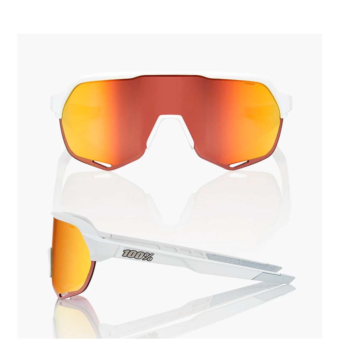 100% S2 Soft Tact Cycling Sunglasses - Off White with HiPER Red Multilayer Mirror Lens + Clear Lens