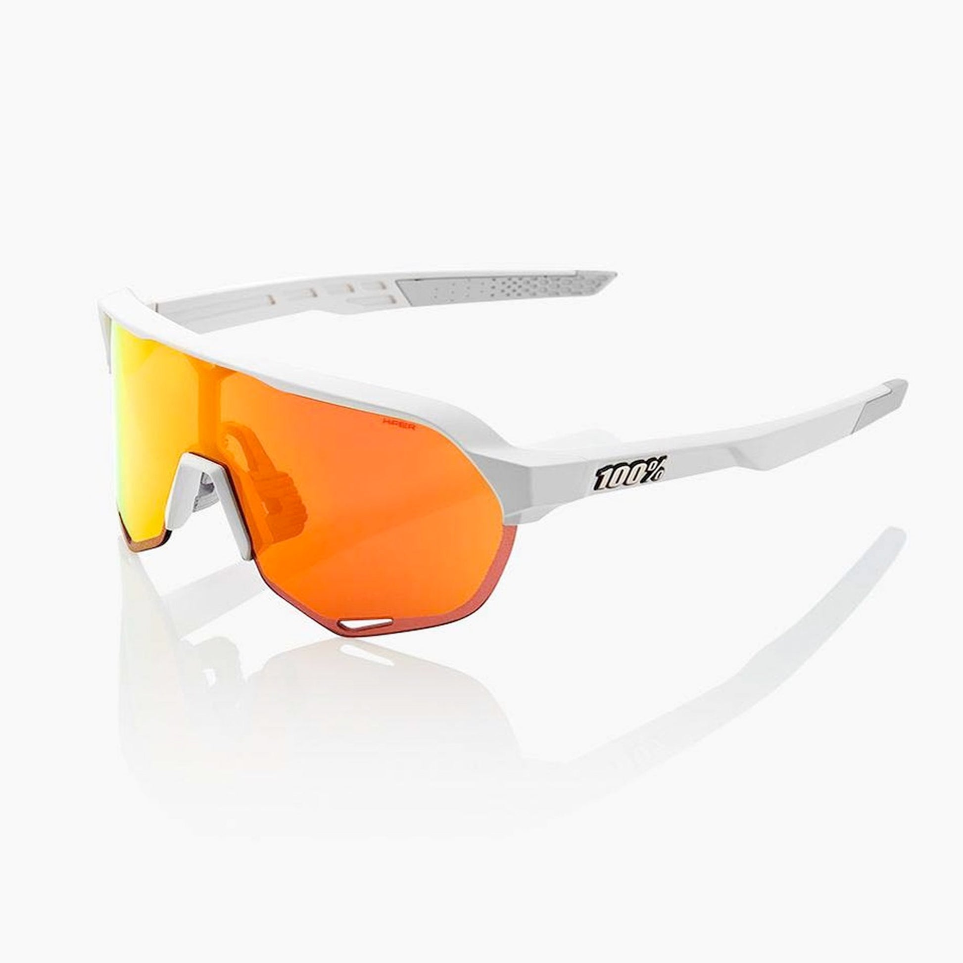 100% S2 Soft Tact Cycling Sunglasses - Off White with HiPER Red Multilayer Mirror Lens + Clear Lens buy online at Woolys Wheels bike shop Sydney