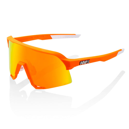 100% S3 Cycling Sunglasses - Soft Tact Neon Orange with HiPER Red Multilayer Lens + Clear Lens Woolys Wheels Sydney