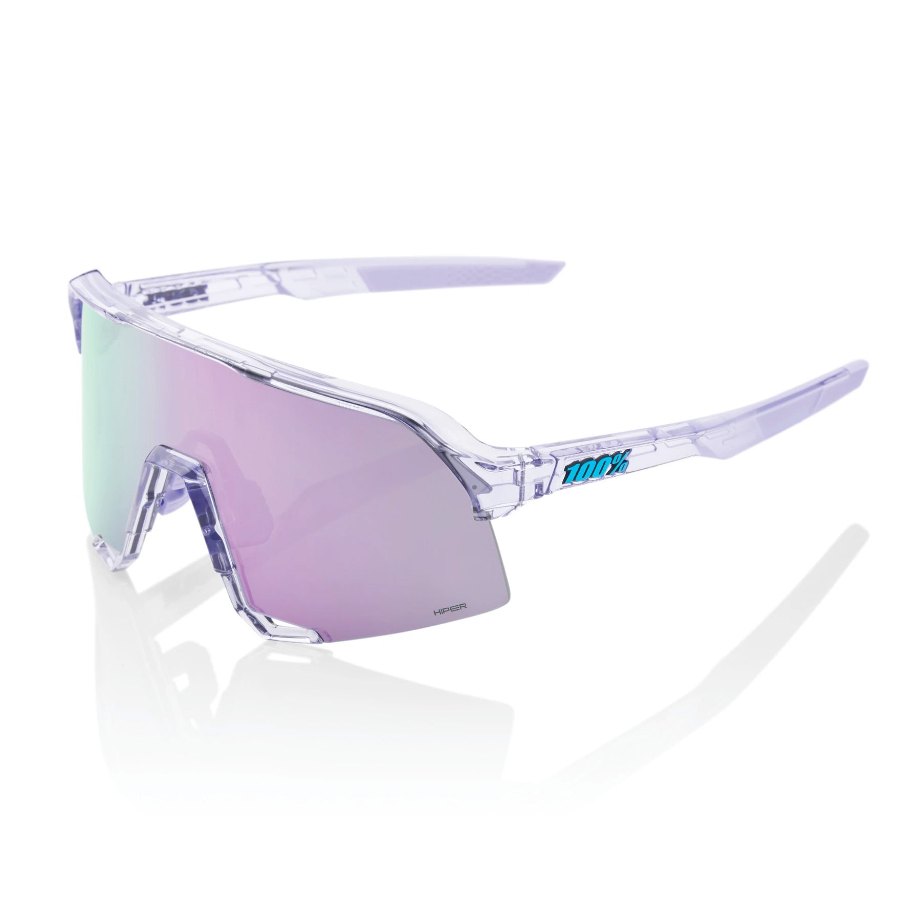 100% S3 Cycling Sunglasses - Polished Translucent Lavender with HiPER Lavender Mirror Lens