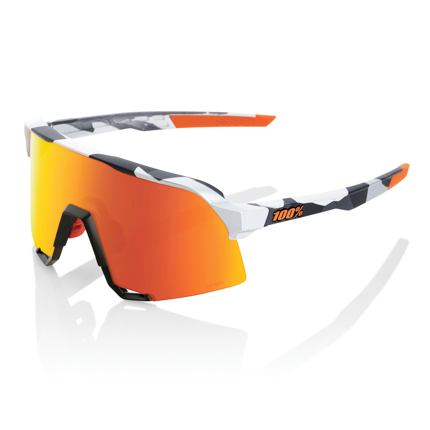 100% S3 Cycling Sunglasses - Soft Tact Grey Camo with HiPER Red Multilayer Lens