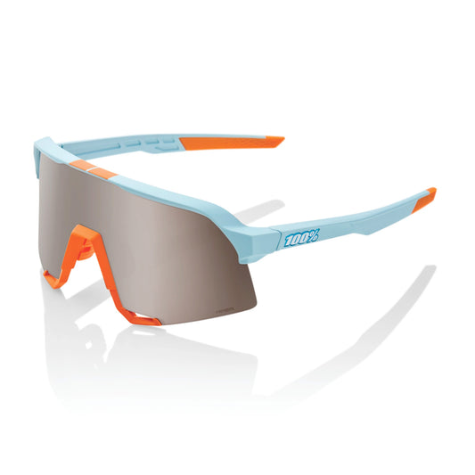 100% S3 Cycling Sunglasses - Soft Tact Two Tone with HiPER Silver Mirror Lens