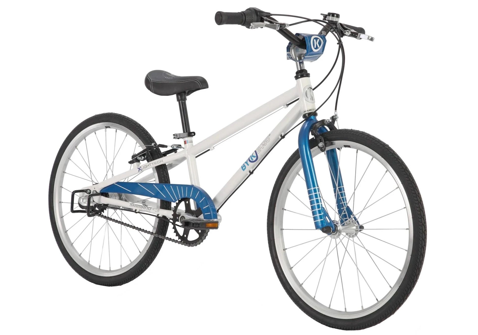 BYK E450X3i Boys Bike, White Cyan Blue - Rider height: 110-132cm