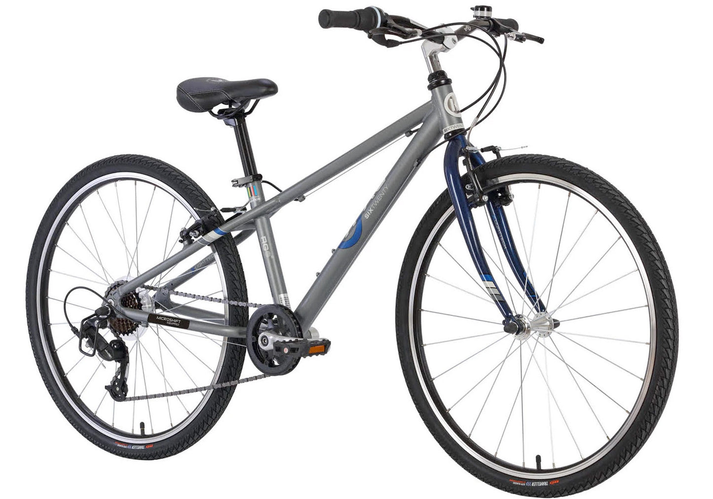 BYK E-620x7 Speed Boys Mountain/Road Bike, Titanium/Dark Blue, Suit Height 142-175cm, buy at Woolys Wheels Sydney
