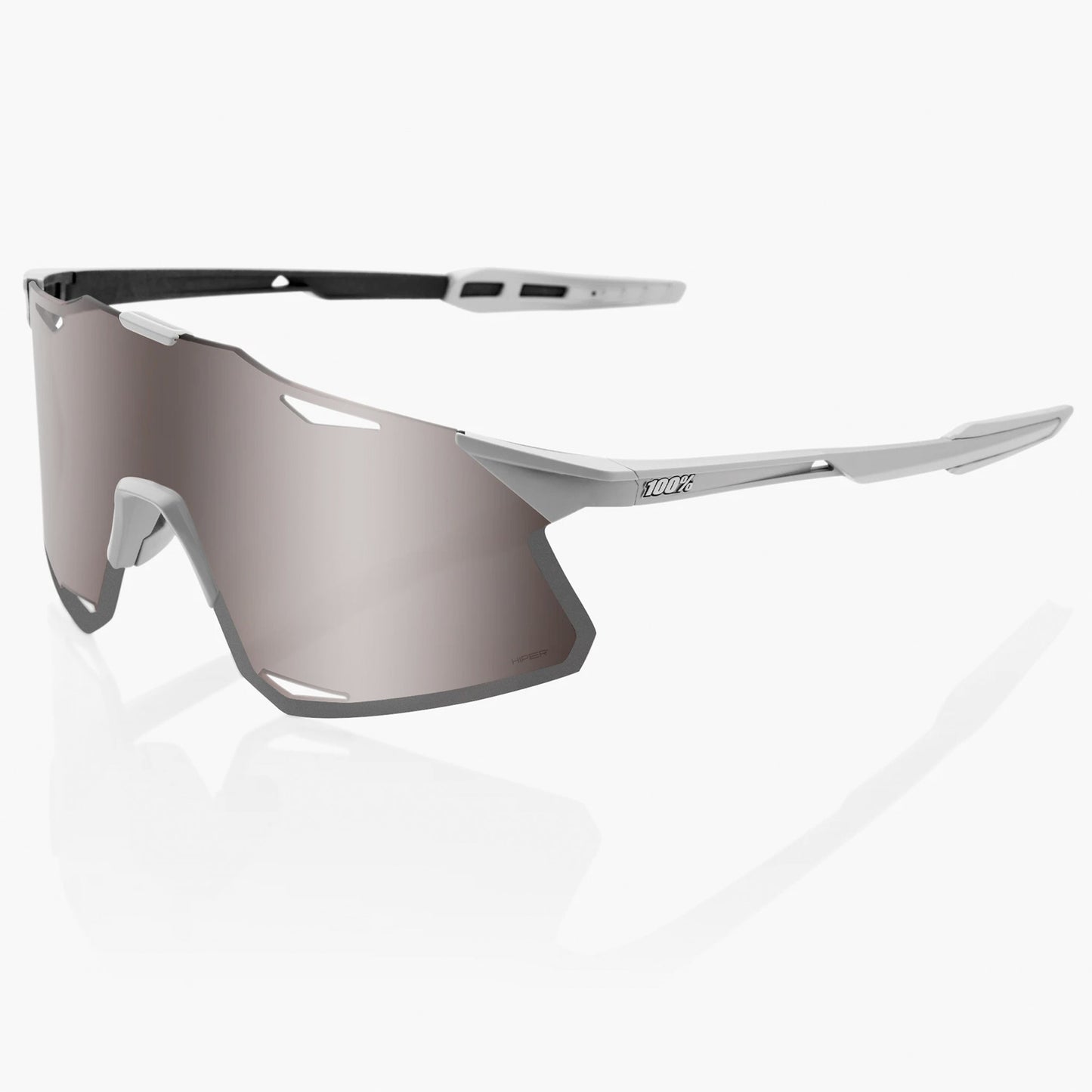 100% Hypercraft Cycling Sunglasses - Matte Stone Grey with Hiper Silver Mirror Lens + Clear Lens, Woolys Wheels