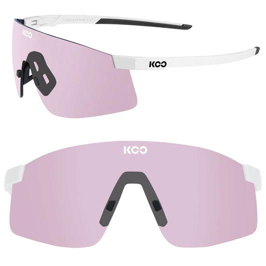 Koo Nova Cycling Sunglasses, White Matt with Photochromic Pink Lens
