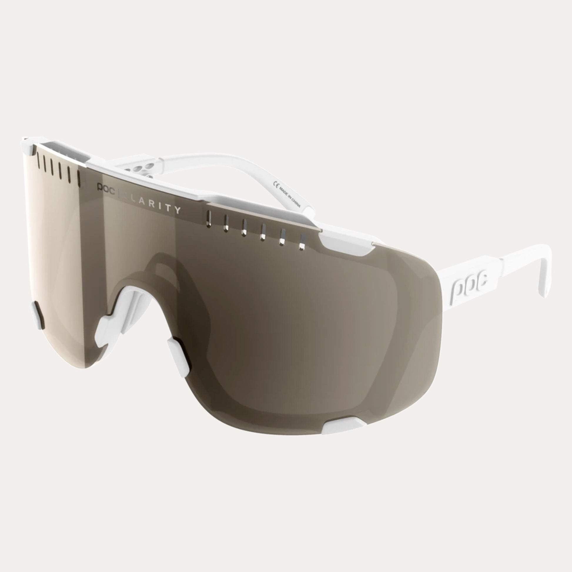 Poc Devour Cycling Sunglasses, Hydrogen White, Brown/Silver Mirror Lens - Woolys Wheels