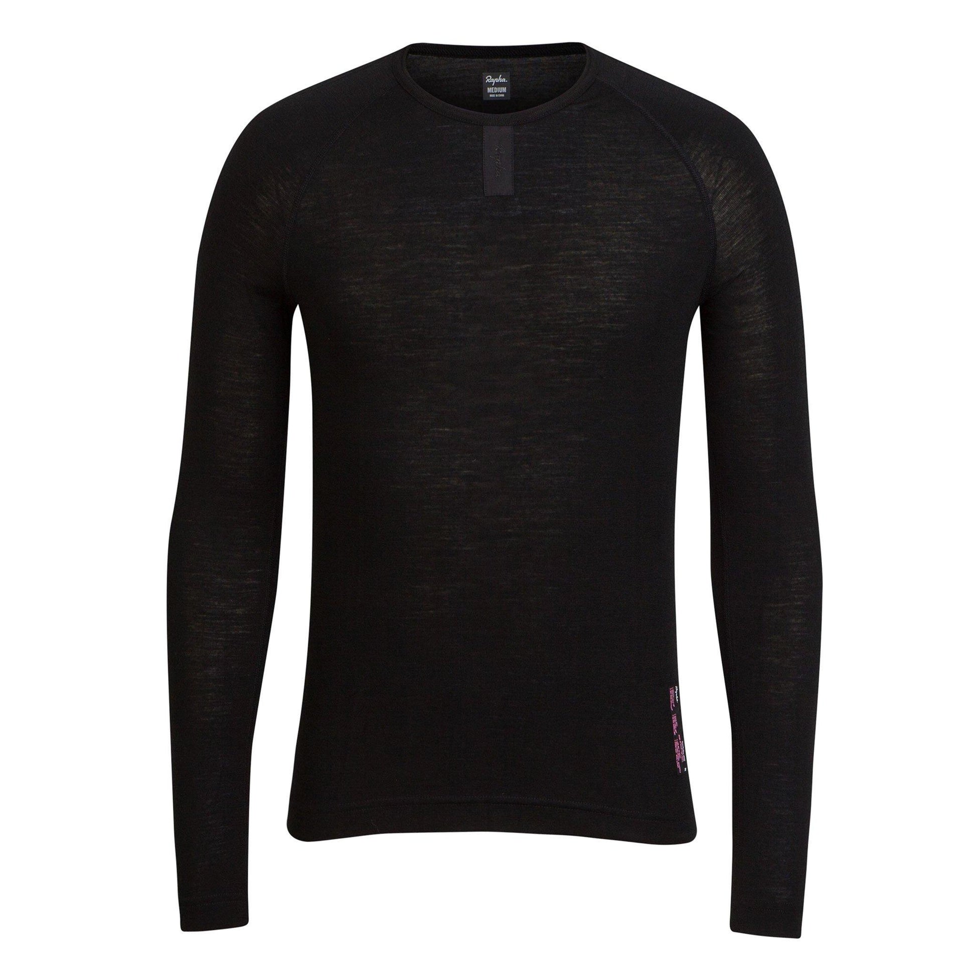 Rapha Mens Merino Long Sleeve Base Layer - Black buy online at Woolys Wheels Cyclery Sydney with free delivery