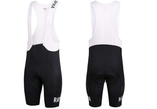 Rapha Mens Pro Team Training Bib Shorts, Black/White buy online at Woolys Wheels Sydney
