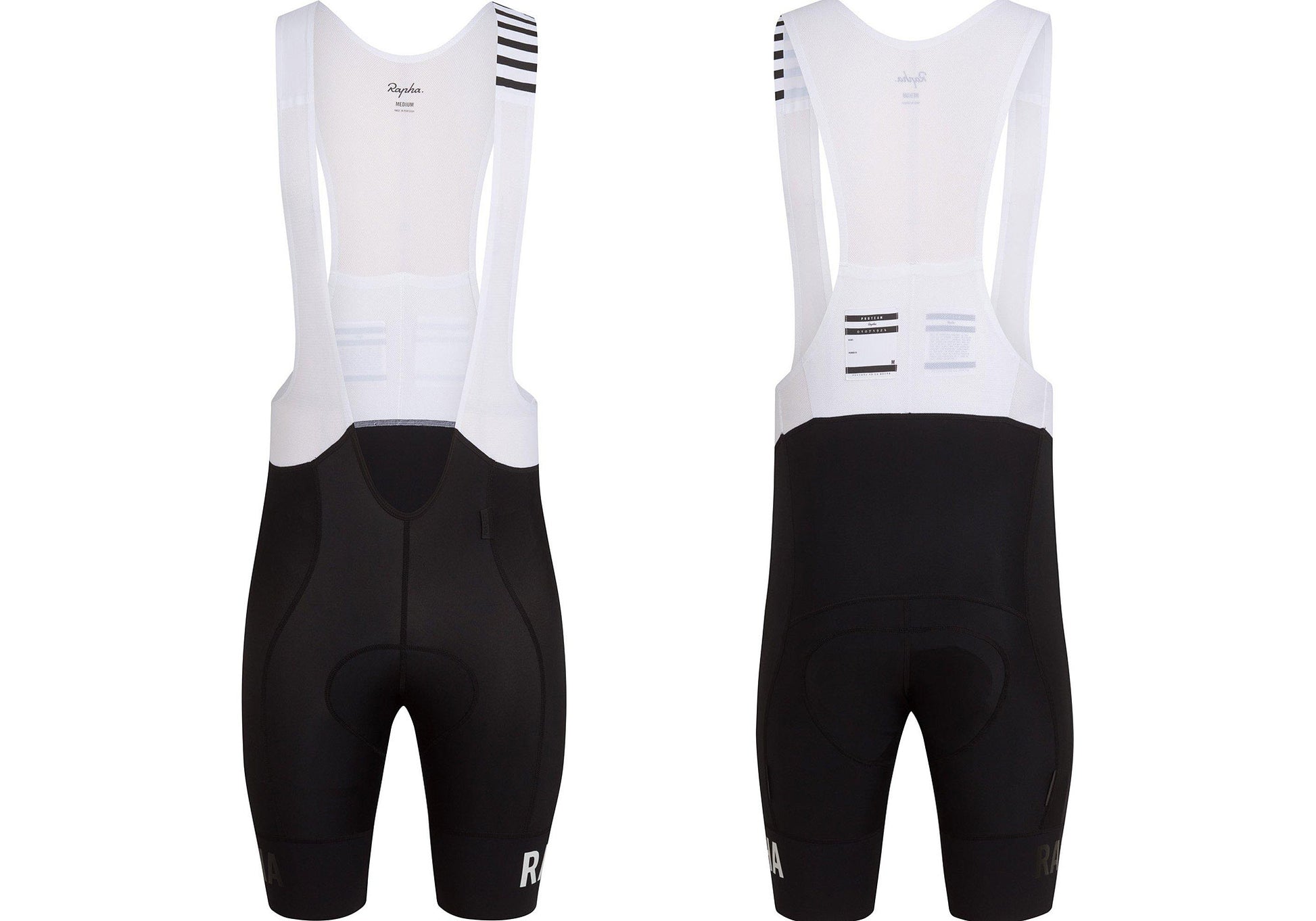 Rapha Mens Pro Team Bib Shorts Regular, Black/White Woolys Wheels Sydney