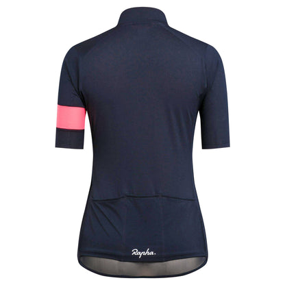 Rapha Women's Classic Flyweight Jersey, Dark Navy/Hi-Viz Pink, Rear